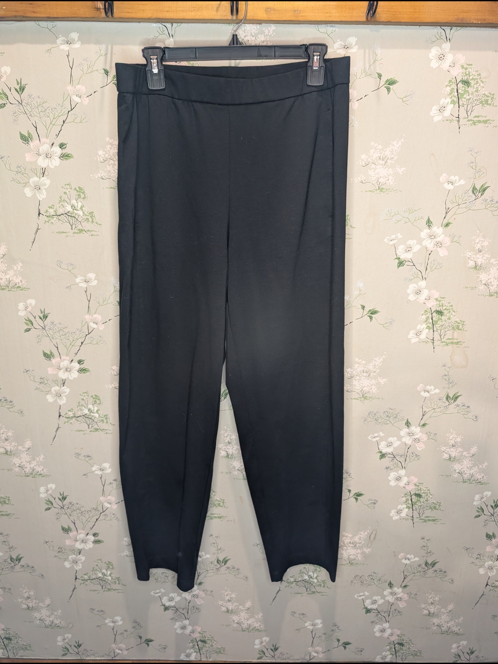 Eileen Fisher Organic Cotton Blend Black Pull-On Lantern Pants